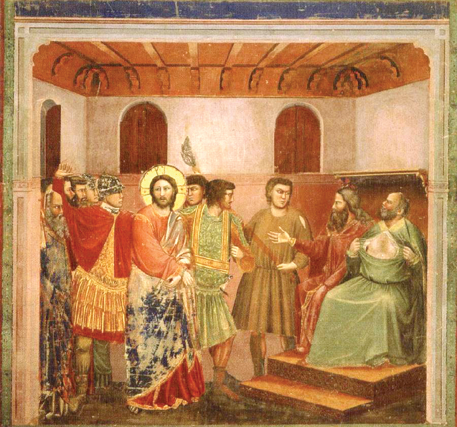 Life of Christ Christ Before Caiphus, by Giotto di Bondone. 1304-06.