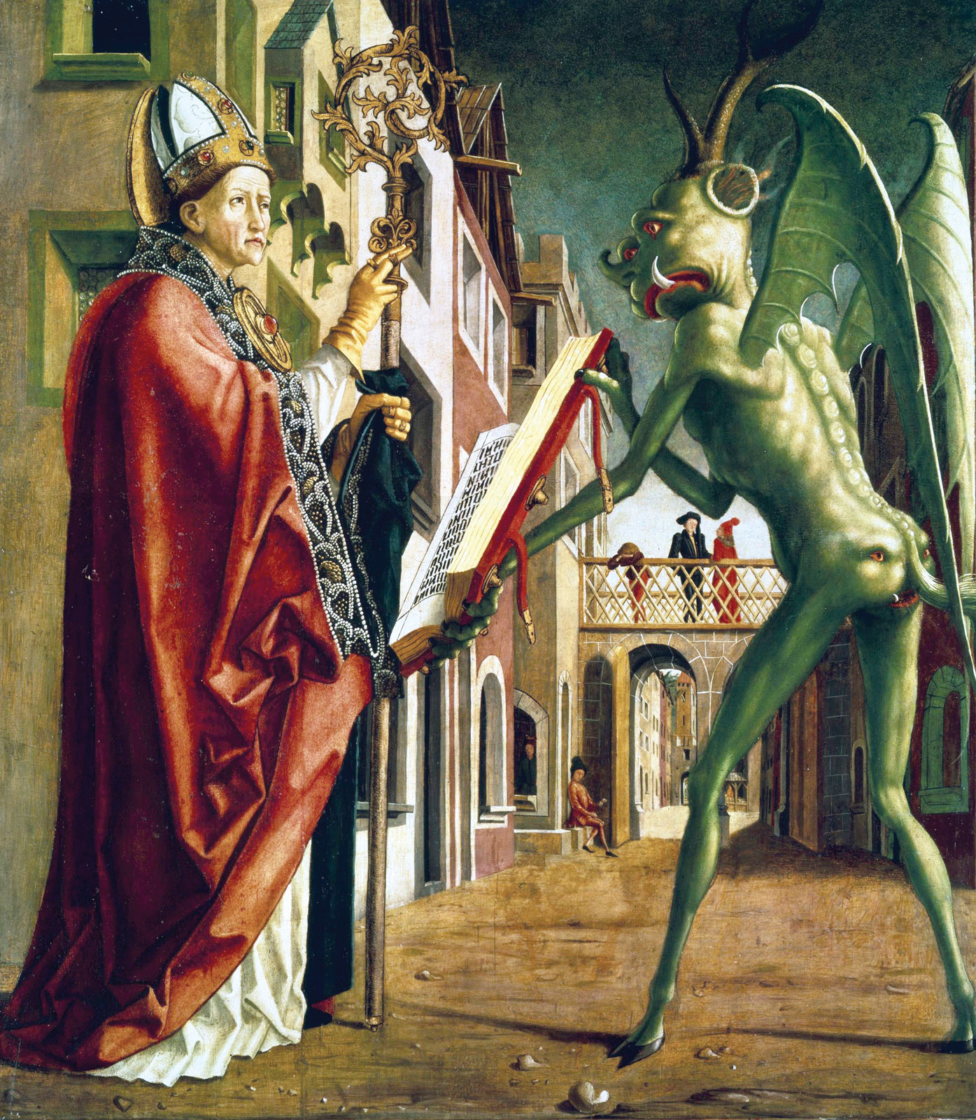 The Devil Presenting St. Augustine with the Book of Vices, by Michael Pacher