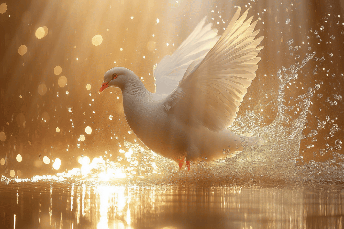 你看見聖神降下,停在誰身上,誰就是那要以聖神施洗的人。我看見了,我便作證:他就是天主子。