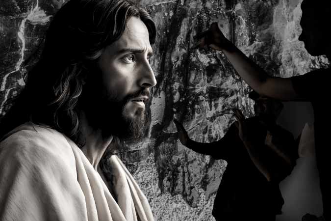 他卻由他們中間過去走了。